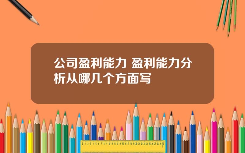公司盈利能力 盈利能力分析从哪几个方面写